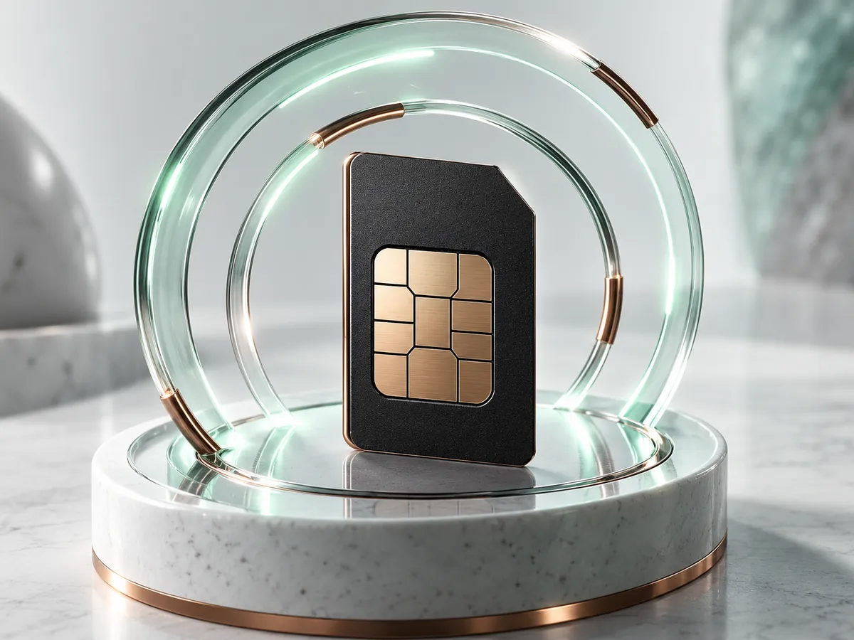 Graphite and mint verification card with an abstract phone signal